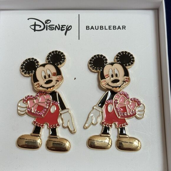 Disney x BAUBLEBAR Kissed Mickey Mouse 3D Drop Moveable Earrings Valentines Day - Picture 1 of 3
